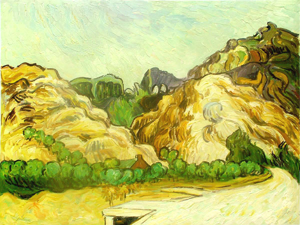 Mountains at St. Remy with Dark Cottage by Vincent Van Gogh